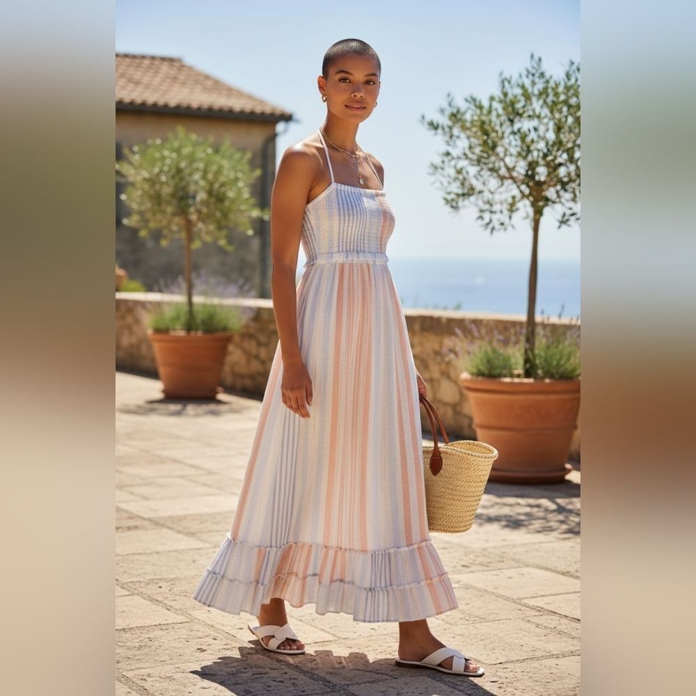 NEW Striped Halter Maxi Dress